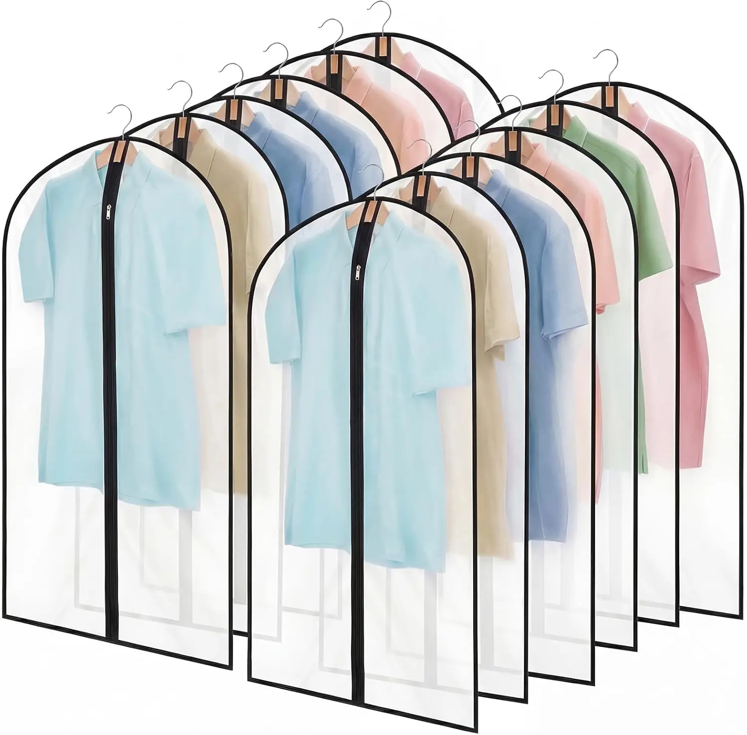 

12 Pack Translucent Garment Bags 40in PEVA Suit Storage Covers for Travel