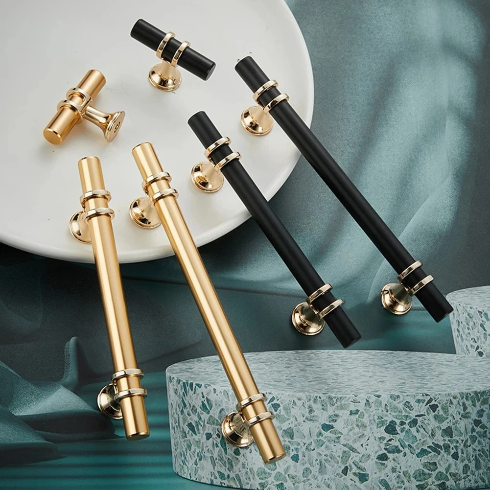 Handle With Screw Update Your Cabinets with Eye Catching Gold and Black Chrome Kitchen Cabinet Door Drawer Handle Knobs