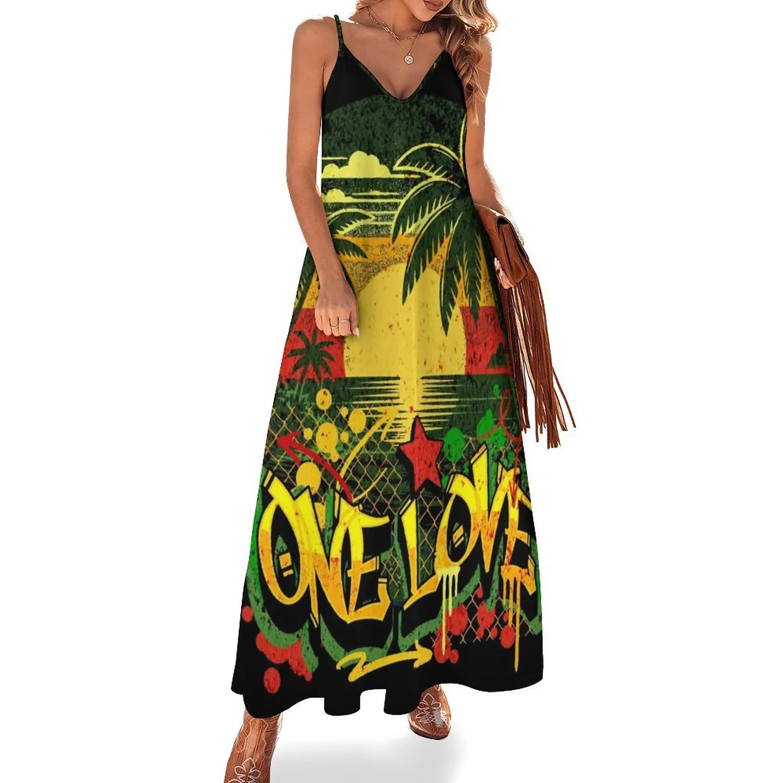 

One Love Jamaican Sunset Sleeveless Dress luxury evening dresses 2025 dresses for women 2025 luxury designer party