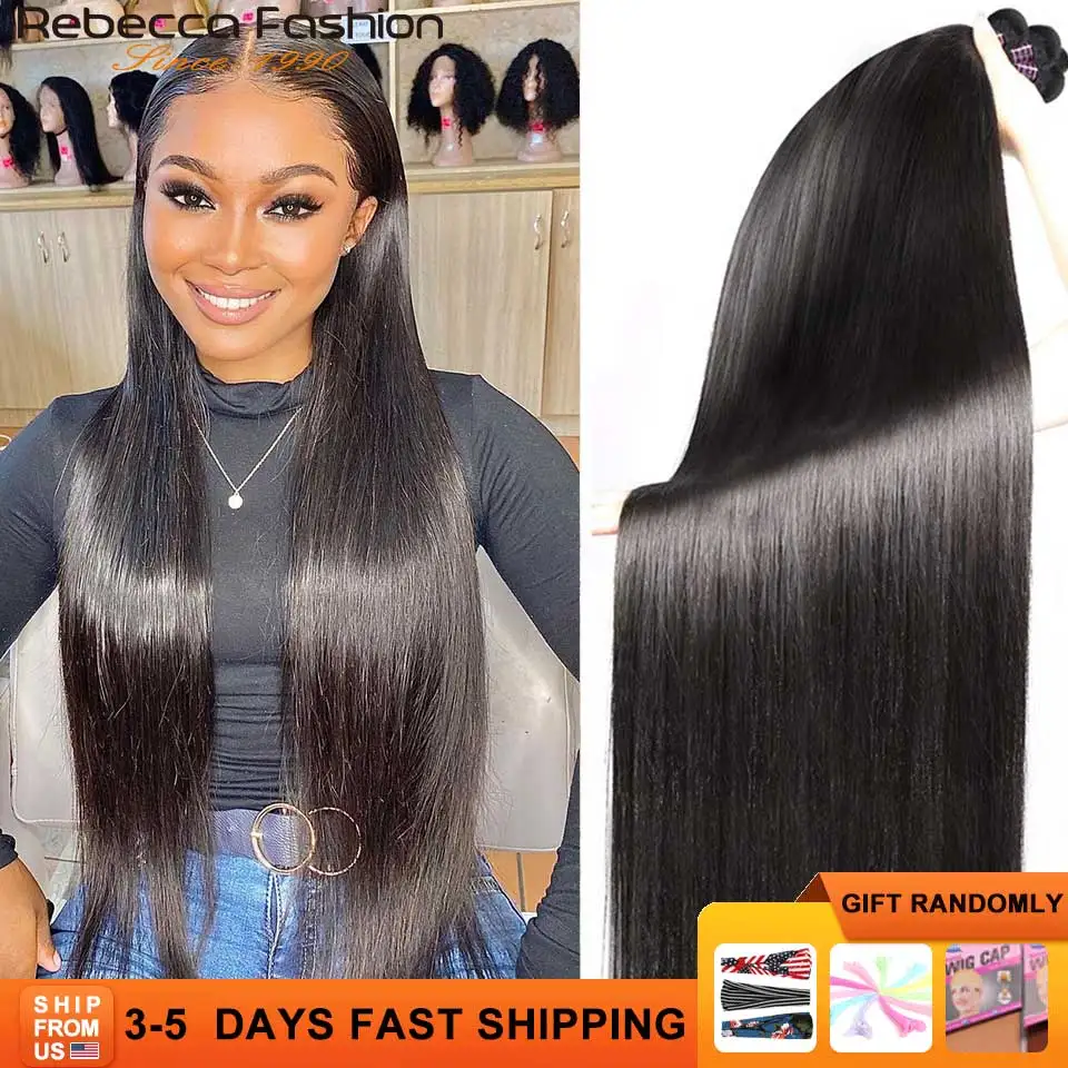 Rebecca 10A Pre Colored Bone Straight Human Hair Bundles Brazilian Straight Hair Weave Bundles Deal Remy Human Hair Extensions