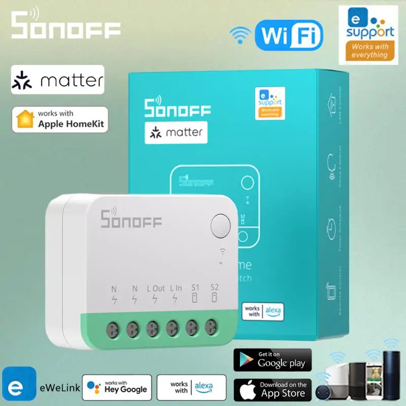 SONOFF-MINI Interruptor Extreme WiFi Smart Home, Destacar Relé, Compatível Via EWeLink, Controle de Voz, Alexa, Google, MINIR4M