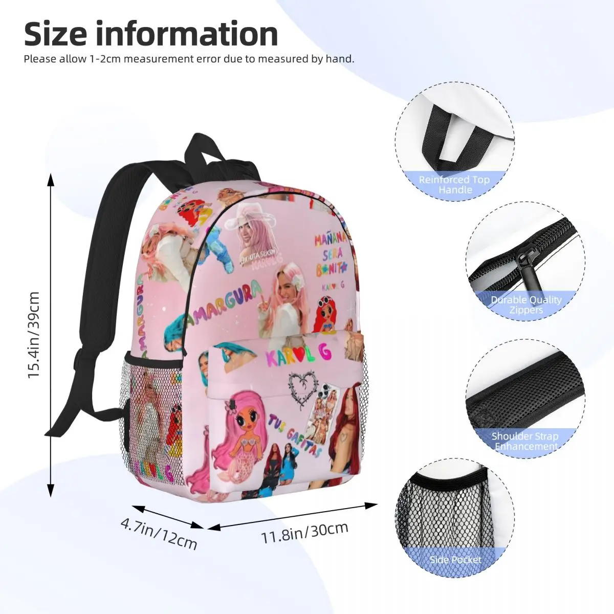 Manana Sera Bonito Karol G Printed Lightweight Casual Schoolbag For School, Outdoor, Shopping, Office 15inch