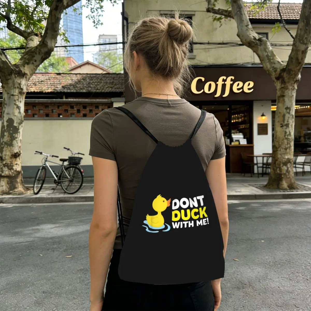 

Duck Dont Rubber Backpacks Portable Drawstring Bags Sundries Bag Book Bags for Travel School