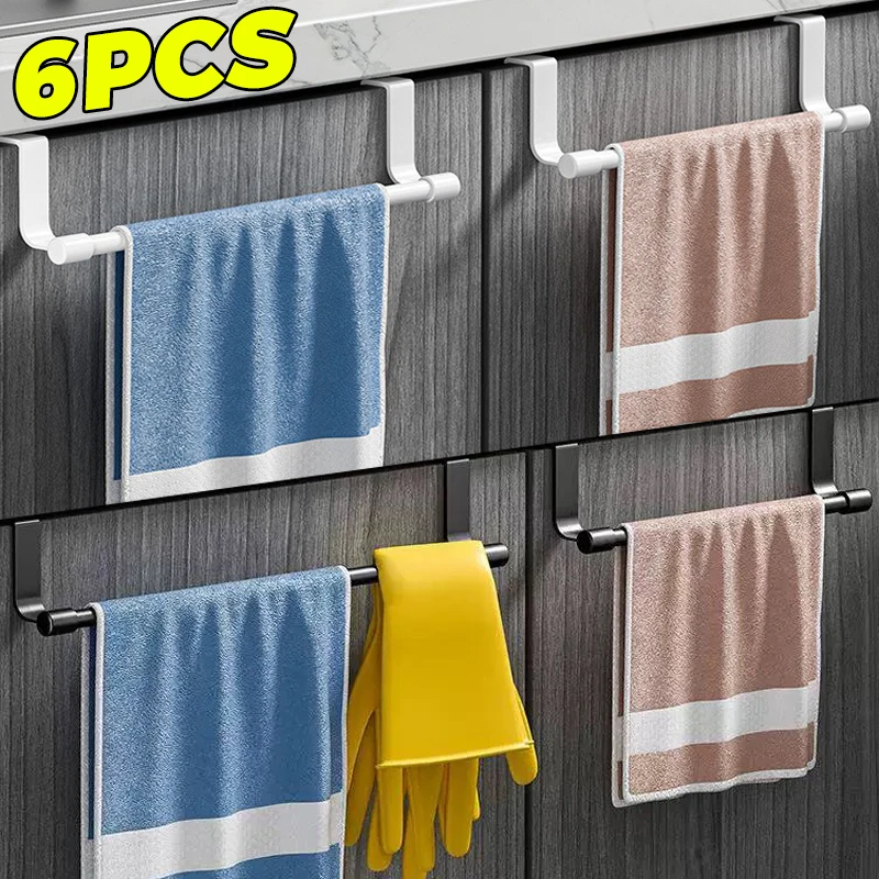 

1/6 шт., вешалка для полотенец из нержавеющей стали, вешалка для полотенец, ванная комната, кухня, дверной подвесной держатель для полотенец, стойка для хранения тряпок без перфорации