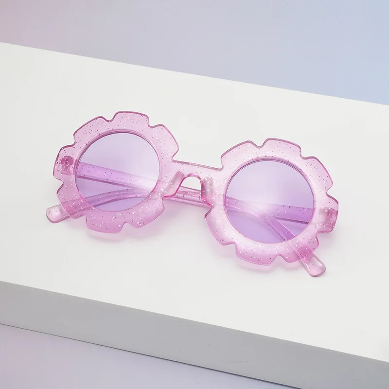 Niedliche runde Sonnenbrille mit Blumenmuster, modische Brille für junge Leute, langlebiger PC-Rahmen, perfekt für Outdoor-Spaß und Modenschauen – Detail 6