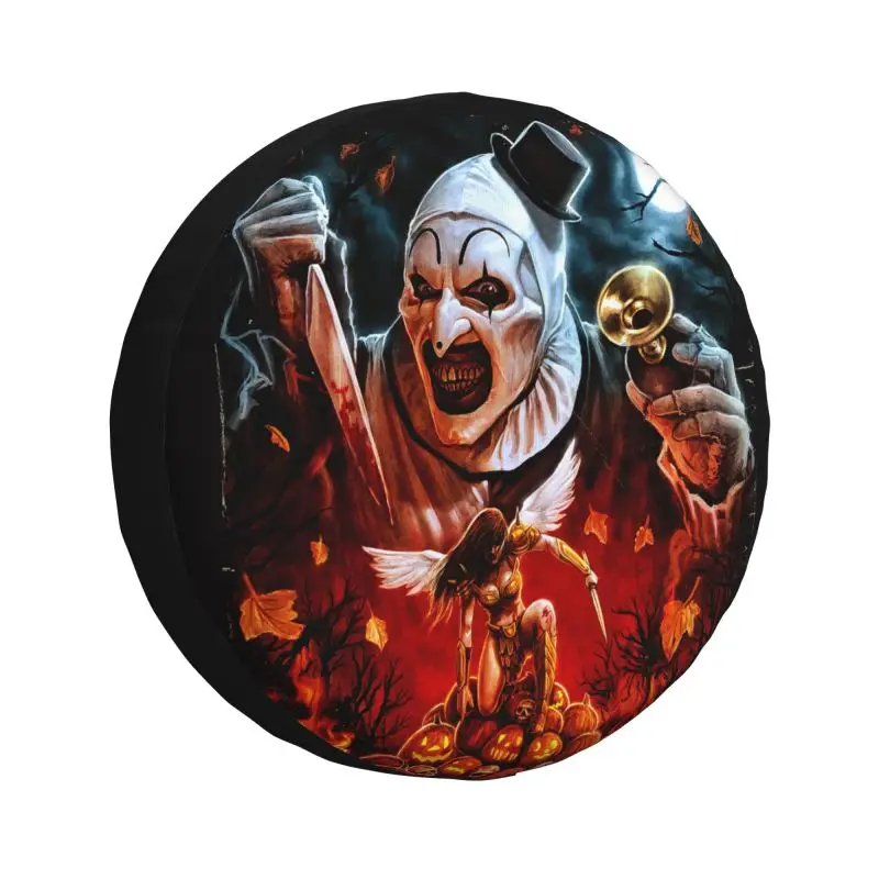 Custom Horror Clown Halloween Movie Terrifier Tire Cover 4WD 4x4 Trailer Spare Wheel Protector for Pajero 14