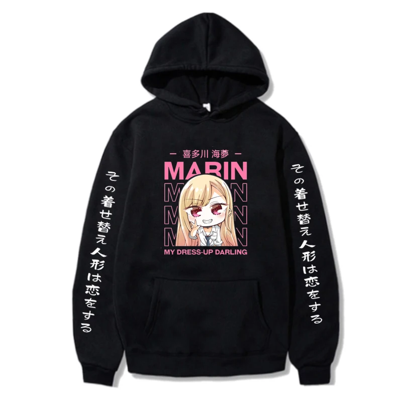 Anime My Dress-Up Darling Kitagawa Marin Cartoon Print Hooded Men Women Vintage High Quality Hoodies Harajuku Unisex Sweatshirt