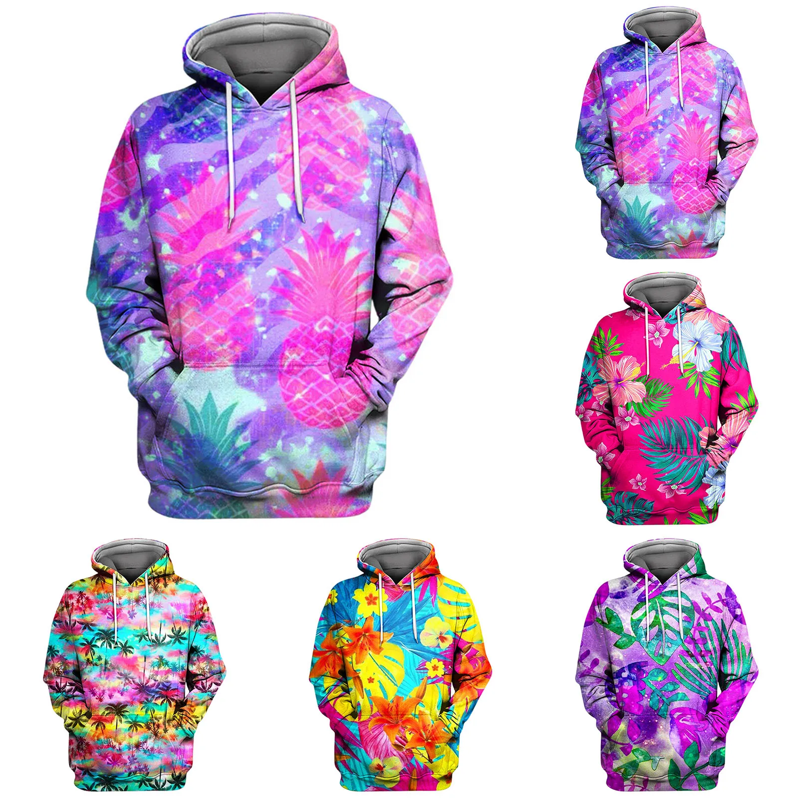 

Women's Fashion Casual Fall/Winter Floral Print Vacation Outdoor Sports Drawstring Pocket Hoodie Top Zip up Hoodie Dress Women