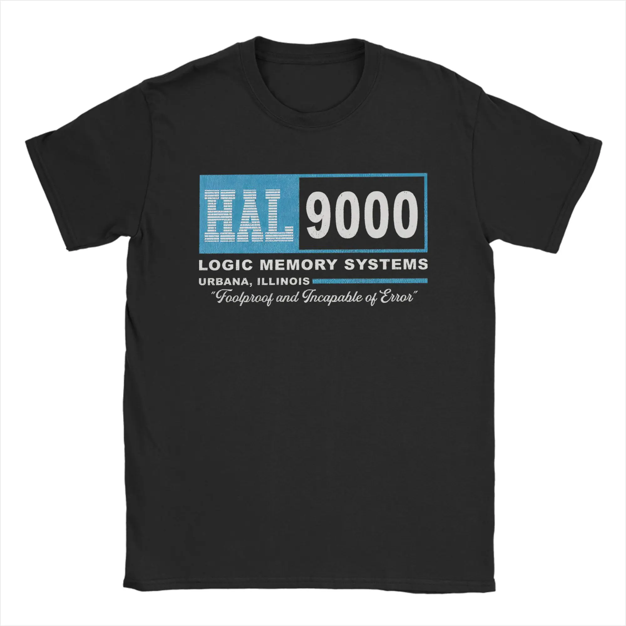 HAL-9000 Worn T Shirts Men's  Cotton Awesome T-Shirts Round Neck Space Odyssey Tee Shirt Short Sleeve Clothing Plus Size