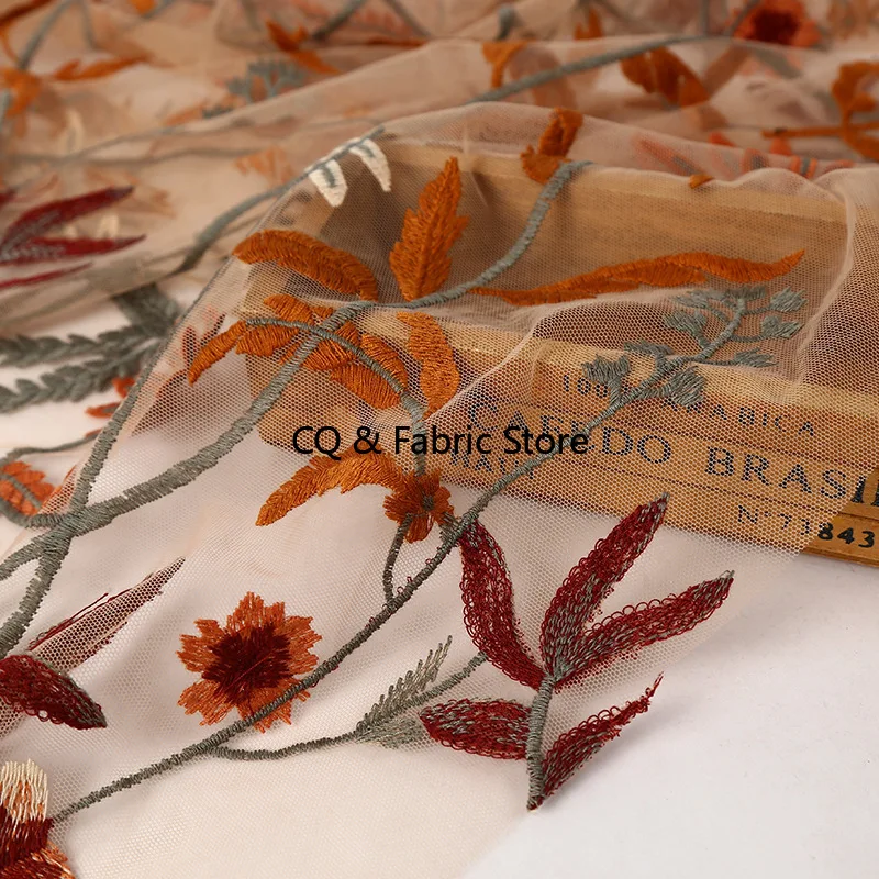 

Вышитая цветочная кружевная ткань во французском стиле для свадебного вечернего платья дизайнерская ткань