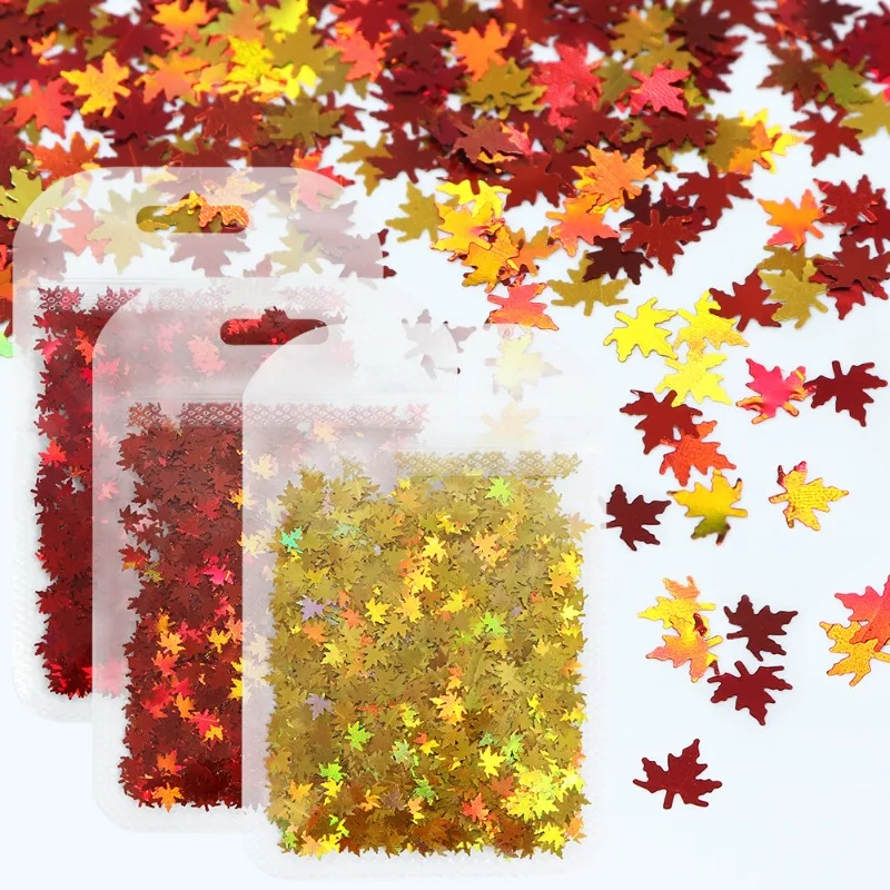 Autumn Winter Maple Leaf Resin Sequins Filler Epoxy Mold Filling Glitter Flakes Fall Leaf Christmas DIY Accessories Slime Slices