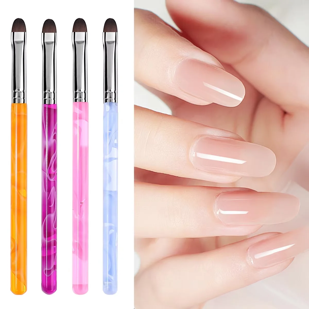 1PCS Oval UV Gel Nail Art Brushes Set Acrylic Handle Nylon Hair Nail Brushes Nail Art Tools for Salon Home DIY