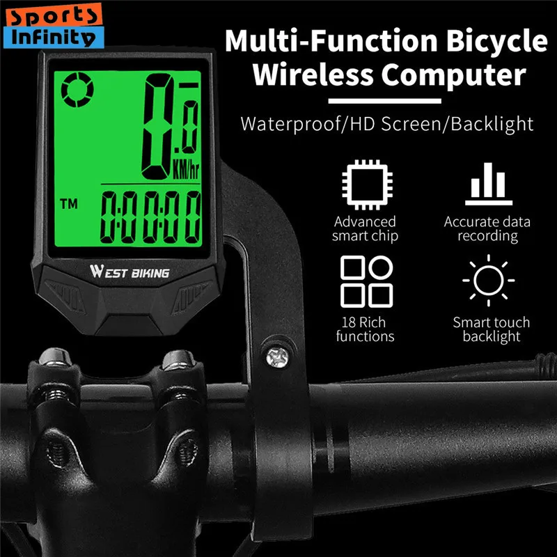 Bicycle Computer Wireless MTB Road Bike Odometer Waterproof Backlight Cycling Speedometer LED Rate Stopwatch Bike Accessories