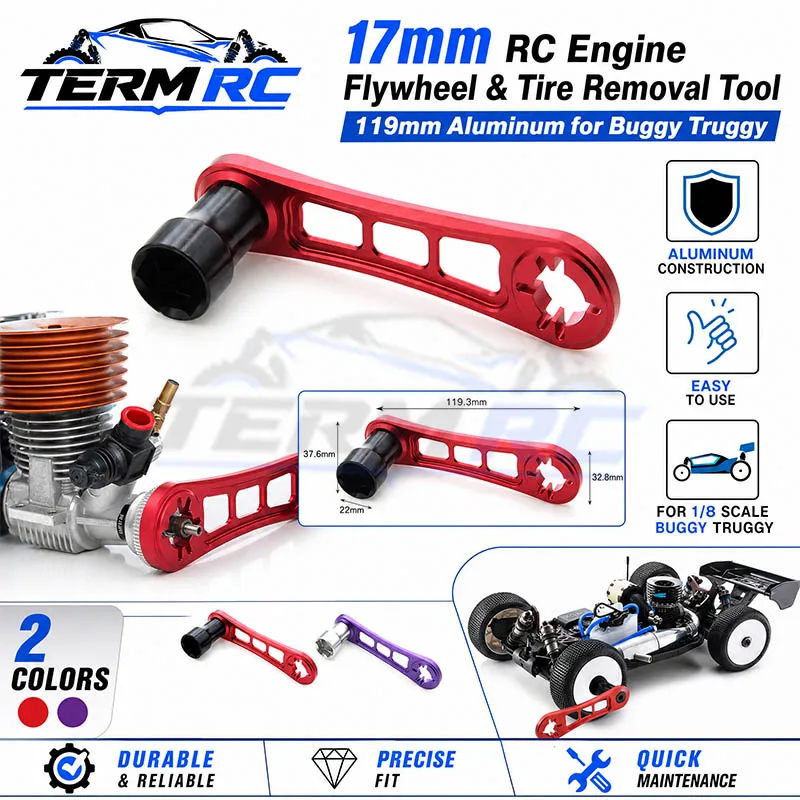 1Pc 17mm RC Engine Flywheel & Tire Removal Tool 119mm Aluminum for 1/8 Buggy Truggy
