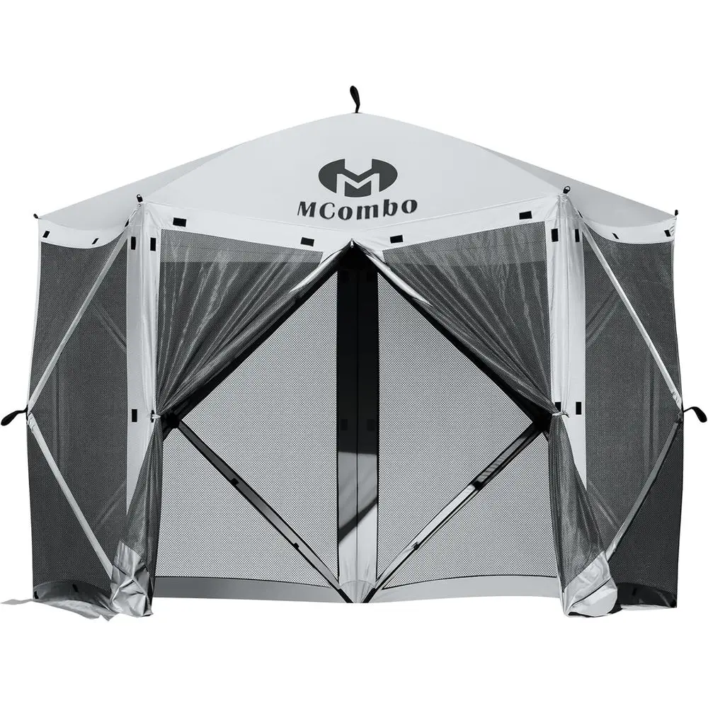 

10x10 Instant Pop-Up Gazebo, Outdoor Shelter with Netting, Easy Setup Patio Pavilion, Silver Gray