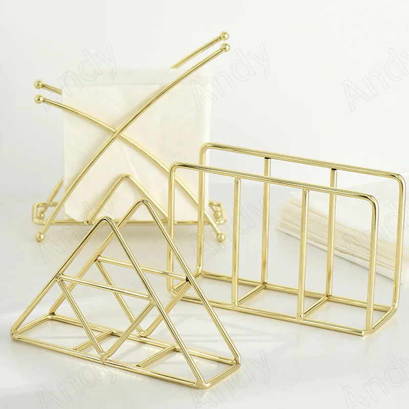 Modern Metal Tissue Holder Hand Gold Plated Decorative Western Restaurant Square Towel Box Living Room Desktop Napkin Organizer