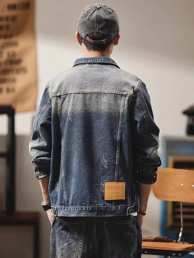 

Ретро Винтаж Мужской Джинсовый Джет Весна Осень Большой Размер Пилот Мотоцикл Jaet Bae Faionable Верхняя Одежда Смесь Хлопок