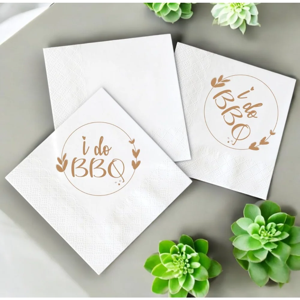 10 Stück I Do BBQ Papier-Servietten, Einweg-Tischdeko, für Verlobung, Barbecue, Hochzeit, Probeessen, Mittagessen, BBQ-Party, Gastgeschenke – Detail 4