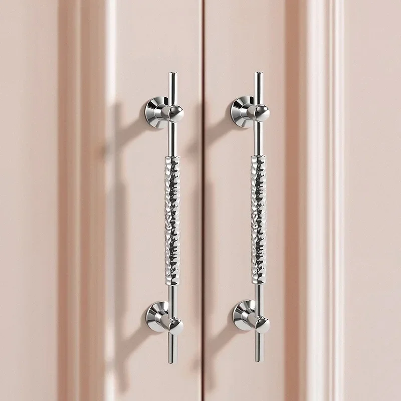 2pcs Luxury Long Closet Door Pull Handles Bright Silver Kitchen Cabinet Door Handles Drawer Knob Coffee Cupboard Wardrobe Pulls