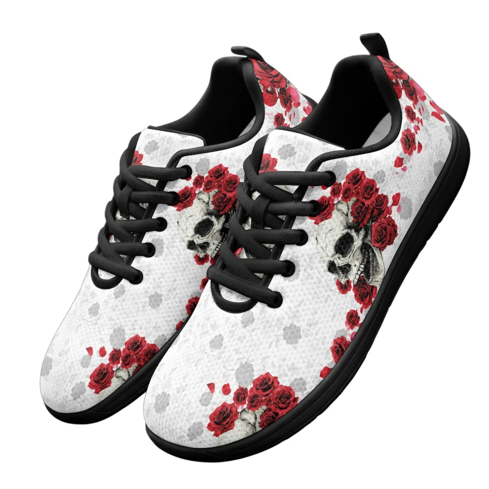 PENSTROLL Skull Roses Wide Toe Box Shoes Mesh & EVA Barefoot Shoes Breathable Walking Shoes for Indoor