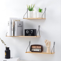 Floating Wall Shelf Decorative Nordic Display Rack with Metal Bracket Wall Decoration Hanging Rope Flower Pot Storage Rack
