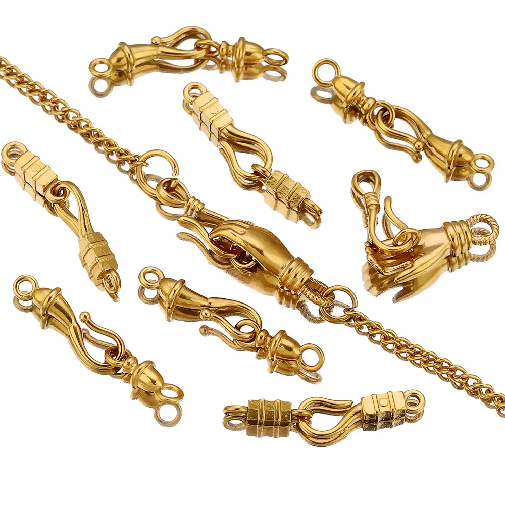 

5Sets Stainless Steel Palm Clasp Hooks Connectors Parts for Fasteners Bracelet Necklace Chunky OT Clasps DIY Jewelry Making Kit