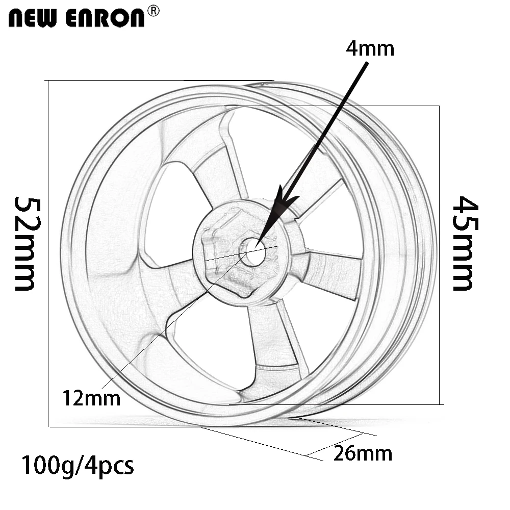 NEW ENRON Aluminum Alloy 5 Spoke Wheels Hub Rims  4PcsFor RC Car 1/10 On-Road Drift Sakura Traxxas Tamiya HPI HSP Kyosho RedCat