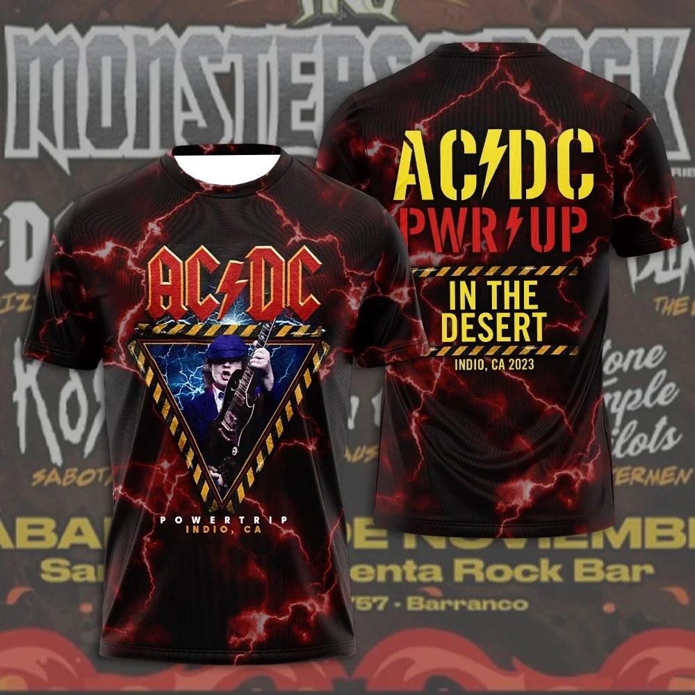 2025 New Men's Quick-drying Music T-shirt ACDC Printing Comfortable Casual Breathable Sweat-absorbing Hip-hop Short Sleeves