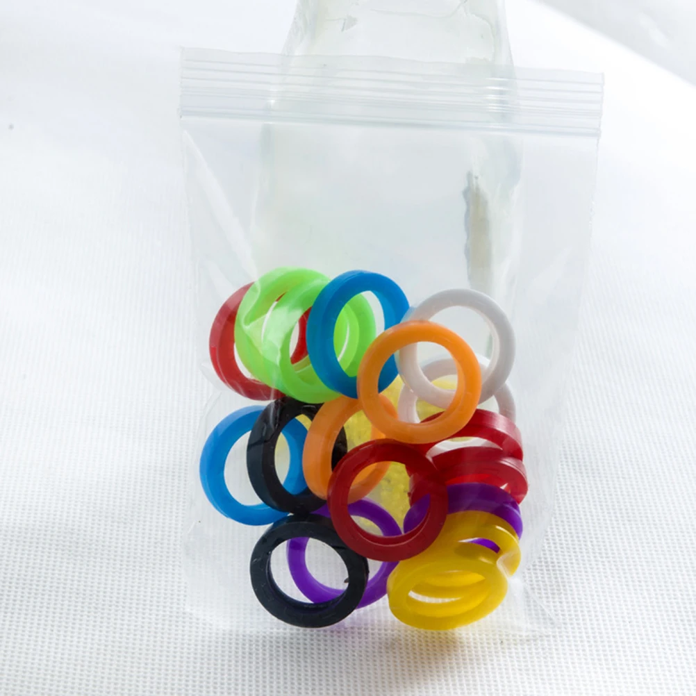 

60Pcs Multicolor Key Caps Stretchy Plastic Identifiers Comfortable Fadeless Odorless Color Coding Ring Protectors