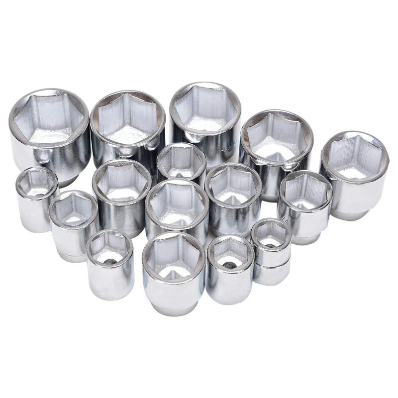Juego de 21 piezas de llaves de manga resistente 3/4, manguito de reparación de automóviles hexagonal de 12 ángulos