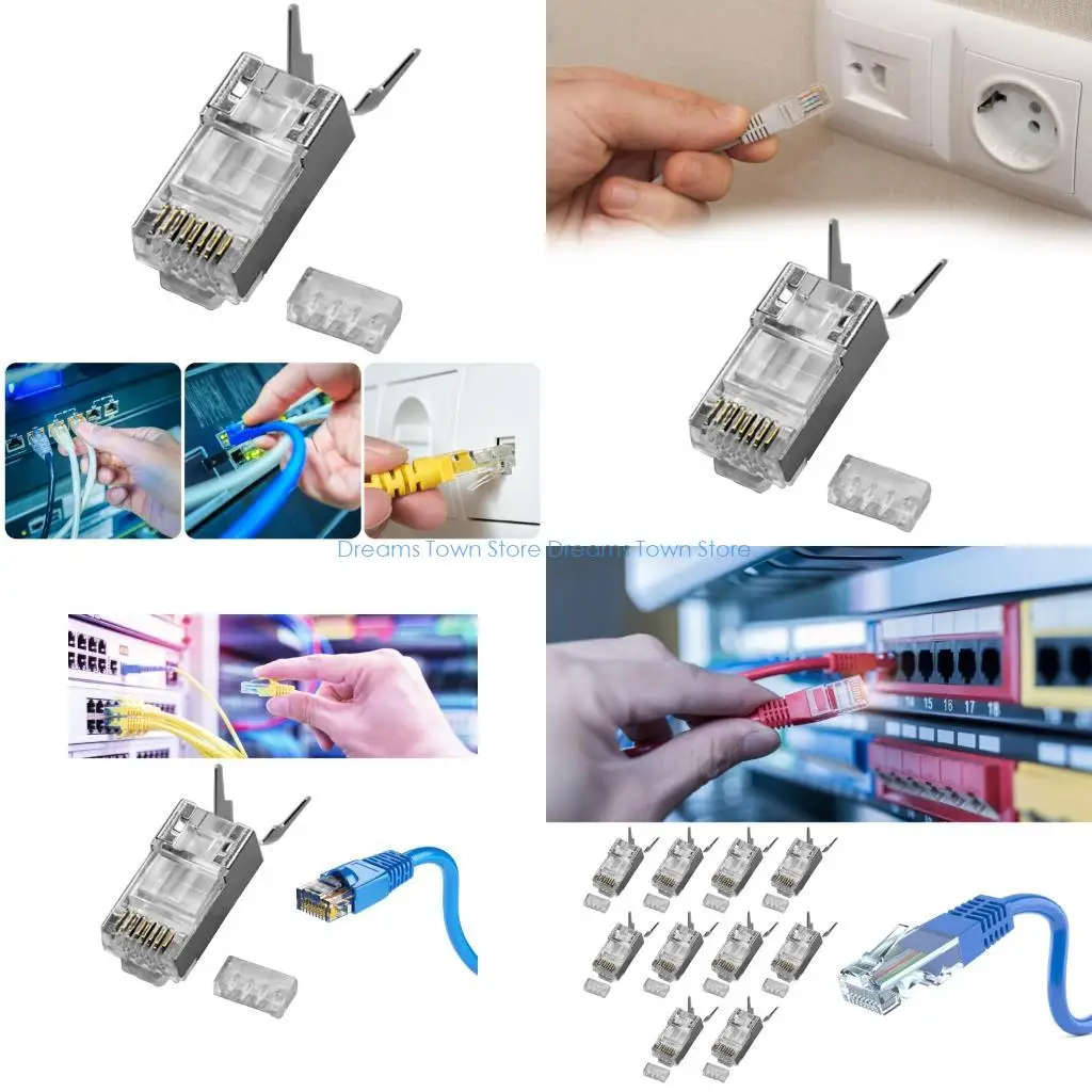 

HX6A Enhanceds Проводящие проводящие средства Cat6a Экэтривые заглушки RJ45 с 10U Gold Contacts 3PRONG Design для выступлений 10