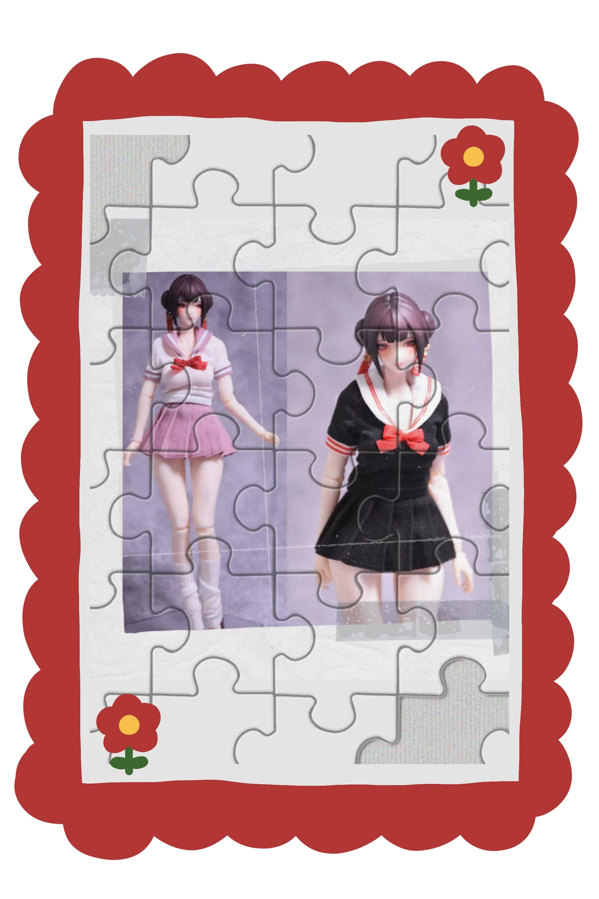 

【Clothing Only】1/10 Scale Sweet Sailor Collar Uniform Top College Pleated Skirt Set For 7inchs Action Figures Body Model