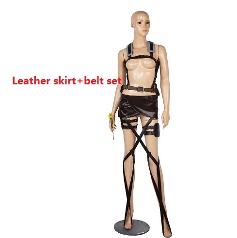 تنورة انيمي مثيرة على تيتان كوسبلاي Shingeki لا كيوجن سترة ريكون فيلق تنورة جلدية هوكشوت أحزمة الحمالات أكرمان كوستيوم #5