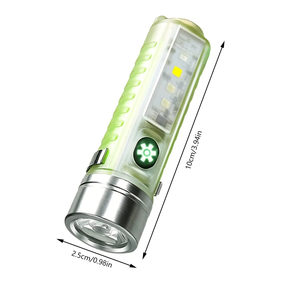 New Mini LED Flashlight USB C Rechargeable Torch Strong Magnet Pen Clip Lantern Zoom Optional Portable Lamp Camping UV Lights