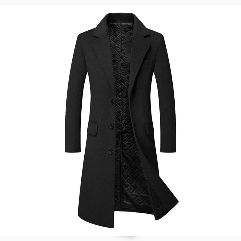 High-quality Men's Fashionable, Cool and Versatile, Trendy and Casual, Knee-length Long Woolen Fabric in Large Size