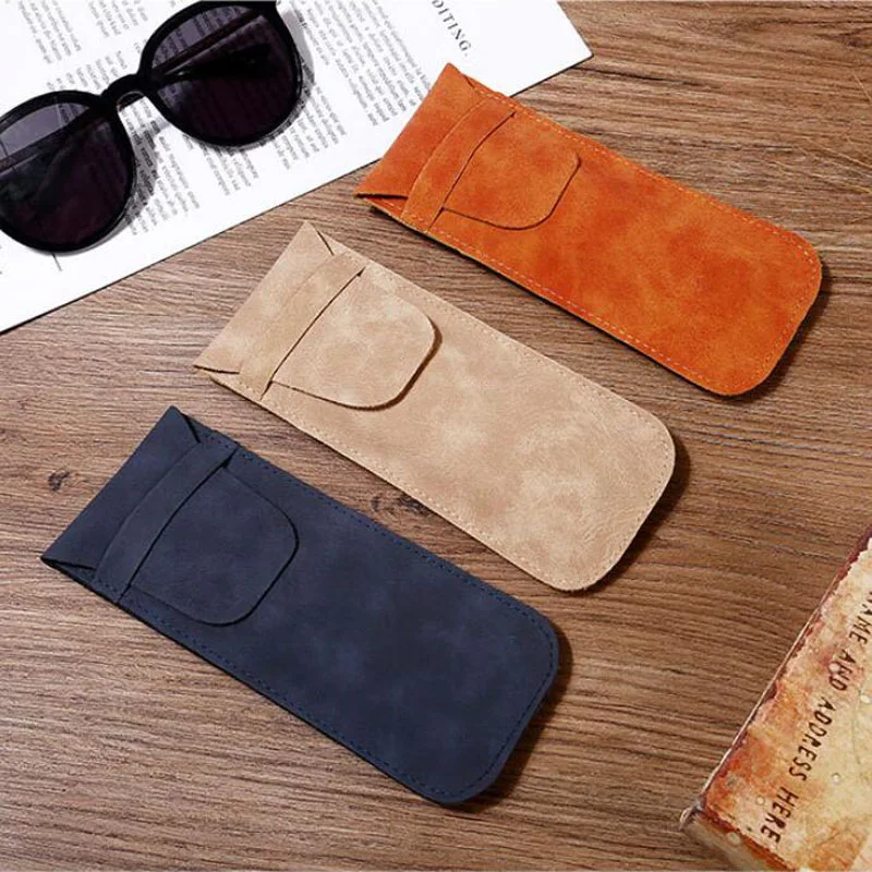 20pcs/lot 7*17cm/2.8*6.7'' Portable Sunglasses Protective Cover Bag Retro Leather Glasses Packing Bags Custom Logo