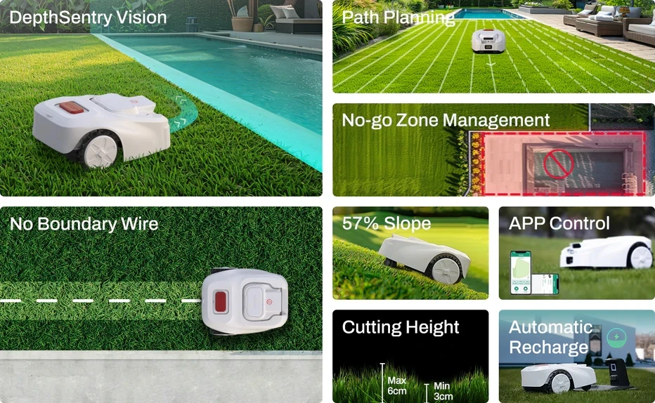 ISWARD GS Wire-Free RTK+AI Vision Robot Lawn Mower:1000㎡, Obstacle Avoidance, 4G/WiFi/Bluetooth App, GPS Anti-Theft