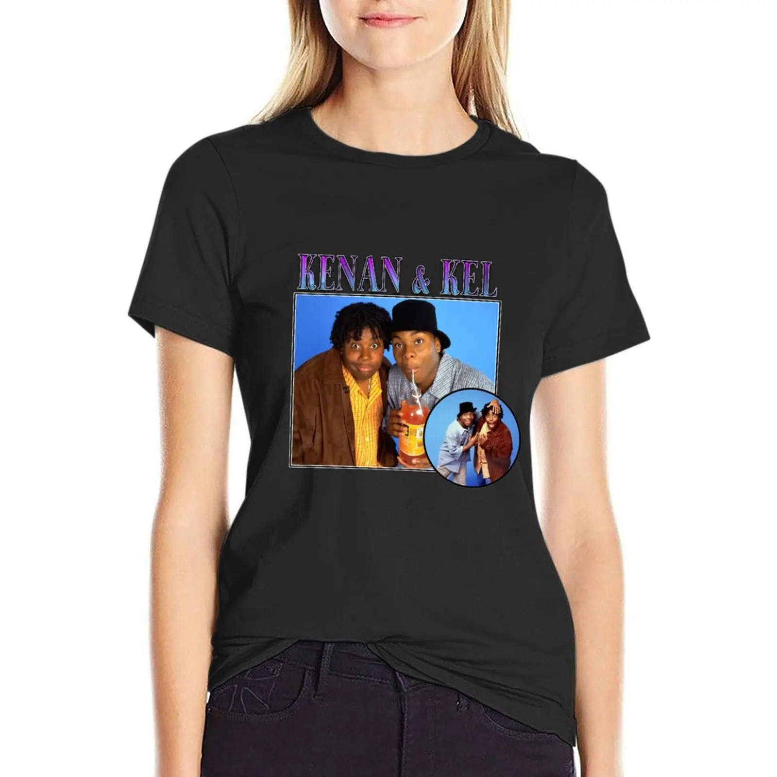 Kenan & Kel Vintage Collage T-Shirt Short sleeve tee female kawaii clothes Female clothing tight shirts for Women