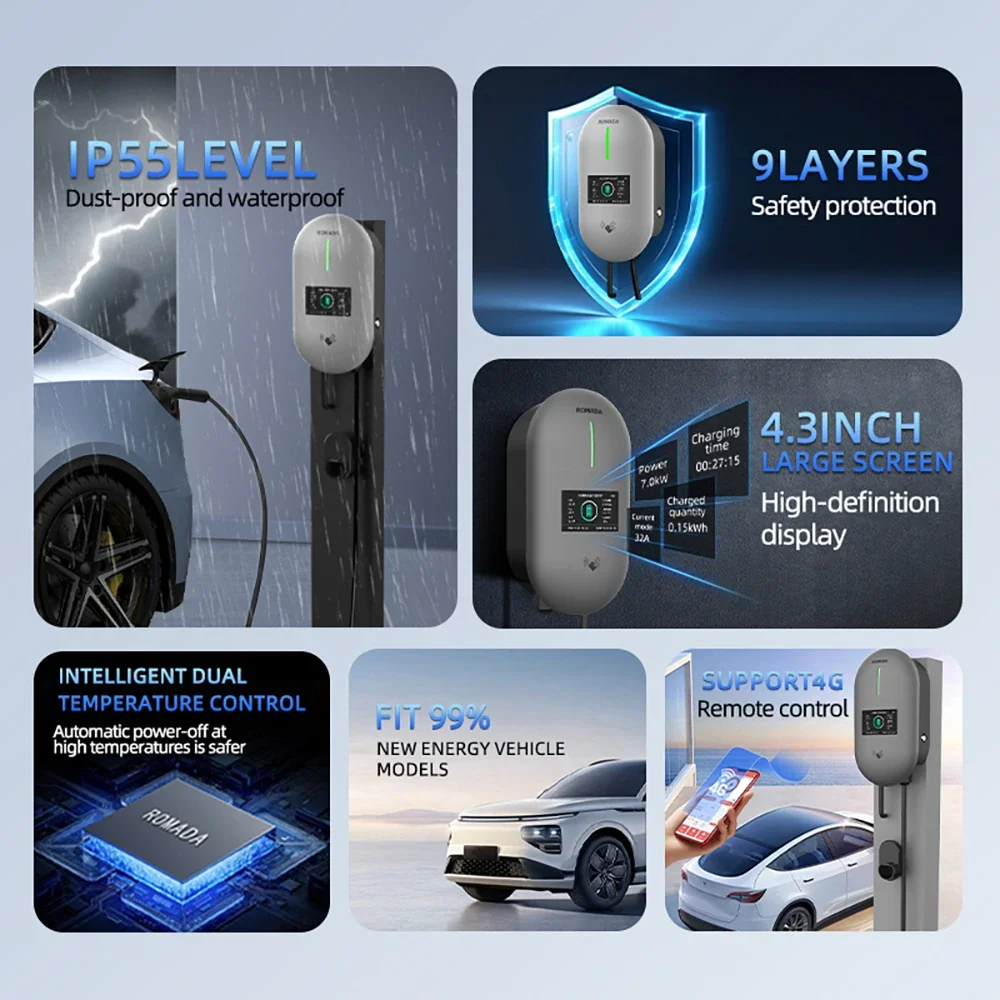 محطة شحن EV 3 مراحل 11KW شاحن مركبة كهربية سريع Type2 GB/T20234 شاحن صندوق الحائط بلوتوث APP التحكم