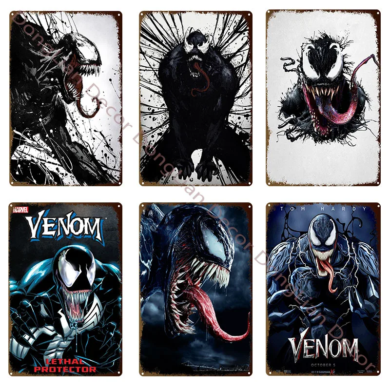 

Marvel Comics Venom Art Poster Metal Plaque Tin Sign Vintage Man Cave Gamer Room Wall Decoration Plates Retro Cinema Stickers