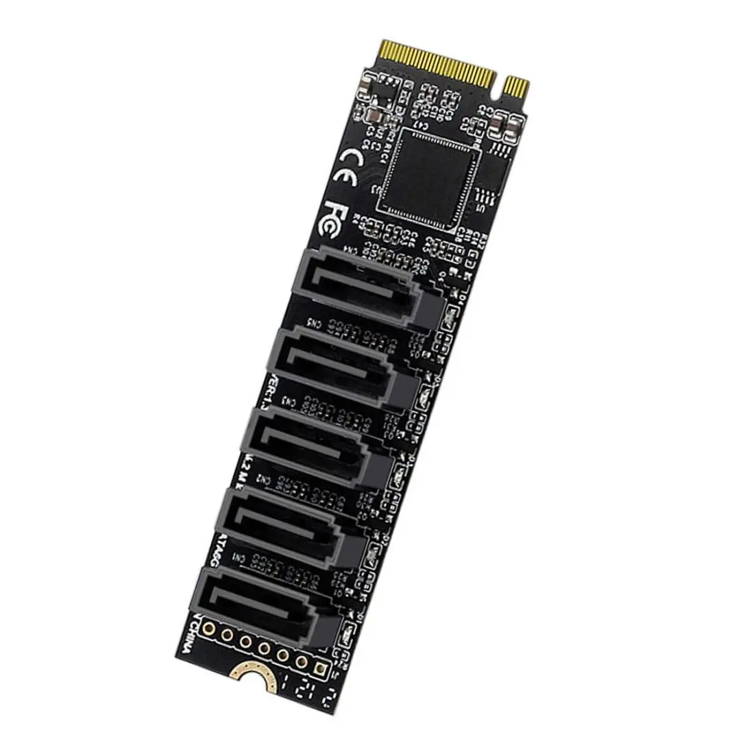 

Xiwai NVME M.2 NGFF M-Key PCI Express to SATA 3.0 6Gbps 5 Ports Adapter Converter Hard Drive Extension Card JMB585 2280