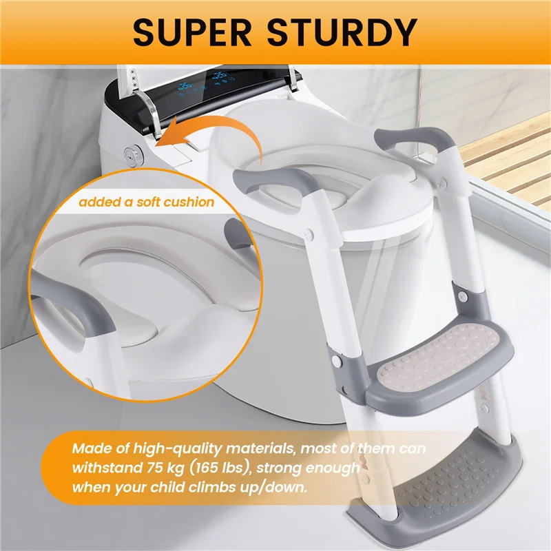 

Хорошо изготовленное сиденье для приучения к горшку с лестницей, детский туалет для приучения к малышку, безопасное сиденье для горшка с нескользящей лестницей