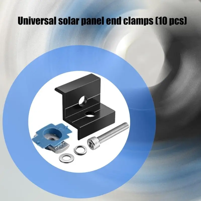  10Pcs Aluminum Alloy Adjustable Solar End Clamp Solar Panel Mounting Bracket Clamp Photovoltaic Mounting Bracket