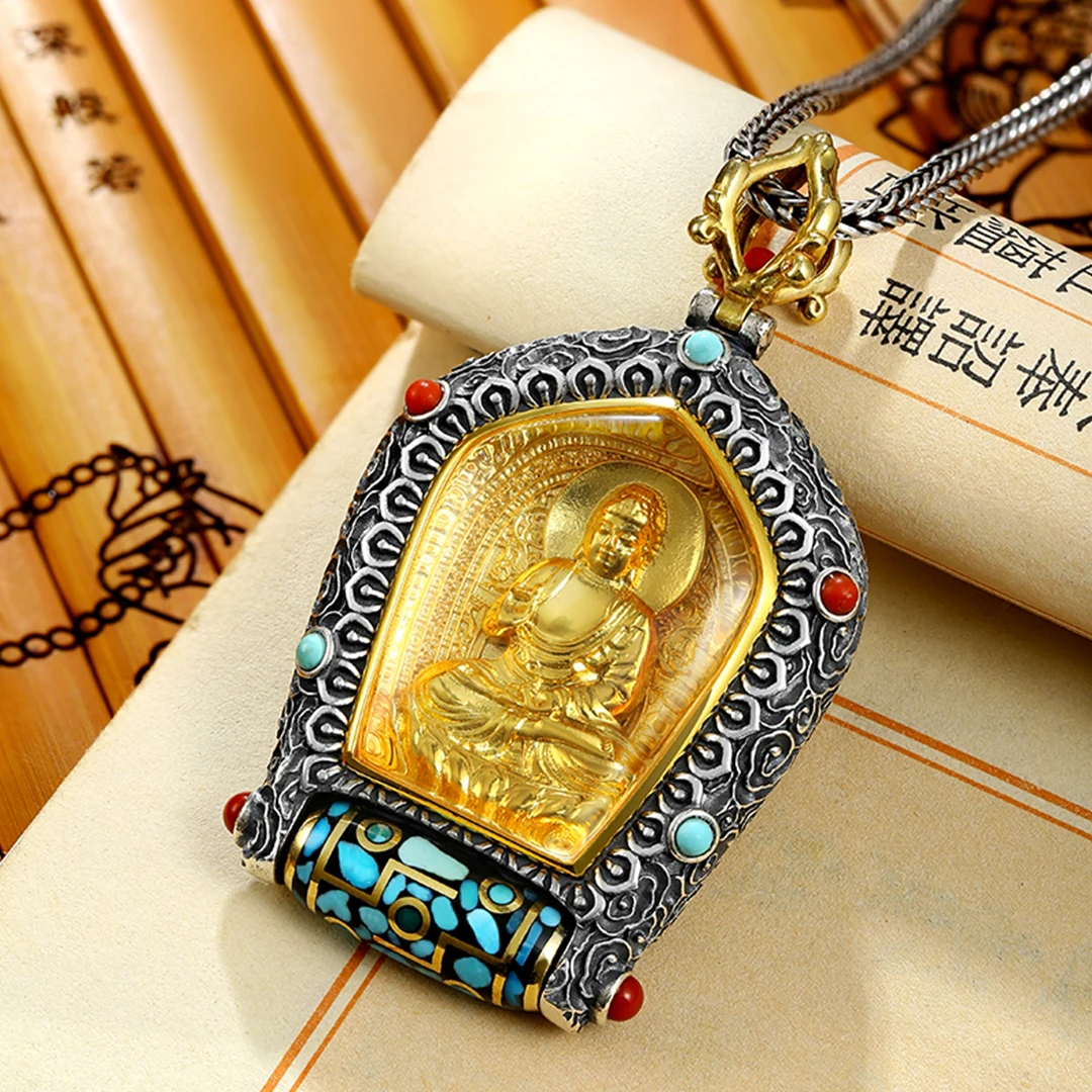 QN Silver Color The Guardian God of The Ten Thousand Buddhas Chaozong Turns The Tianzhu Thangka Pendant Fashion Jewelry