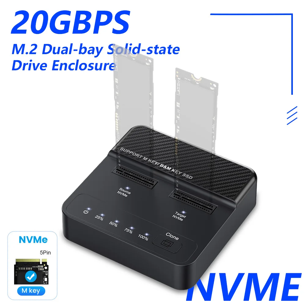 

Кабель M.2 Easy Drive для корпуса SSD с двумя отсеками NVMe, M.2 на USB 3.2 Type-C, высокоскоростной, 20 Гбит/с ​ ​ Адаптер для корпусов NVMe SSD