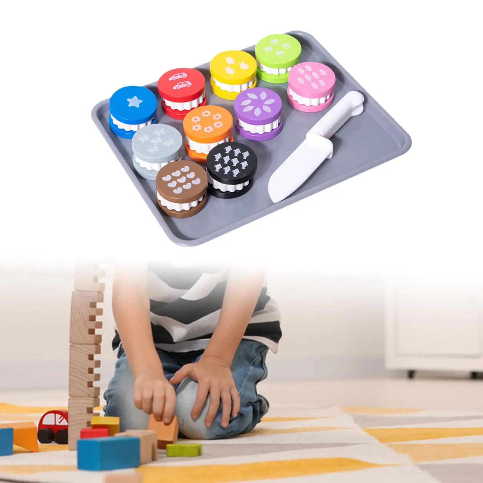 Wooden Toy Food Cookie Playset for Kids Kitchen Pretend Play Set Toddler Educational Gift for Girls Boys Birthday Children view 5