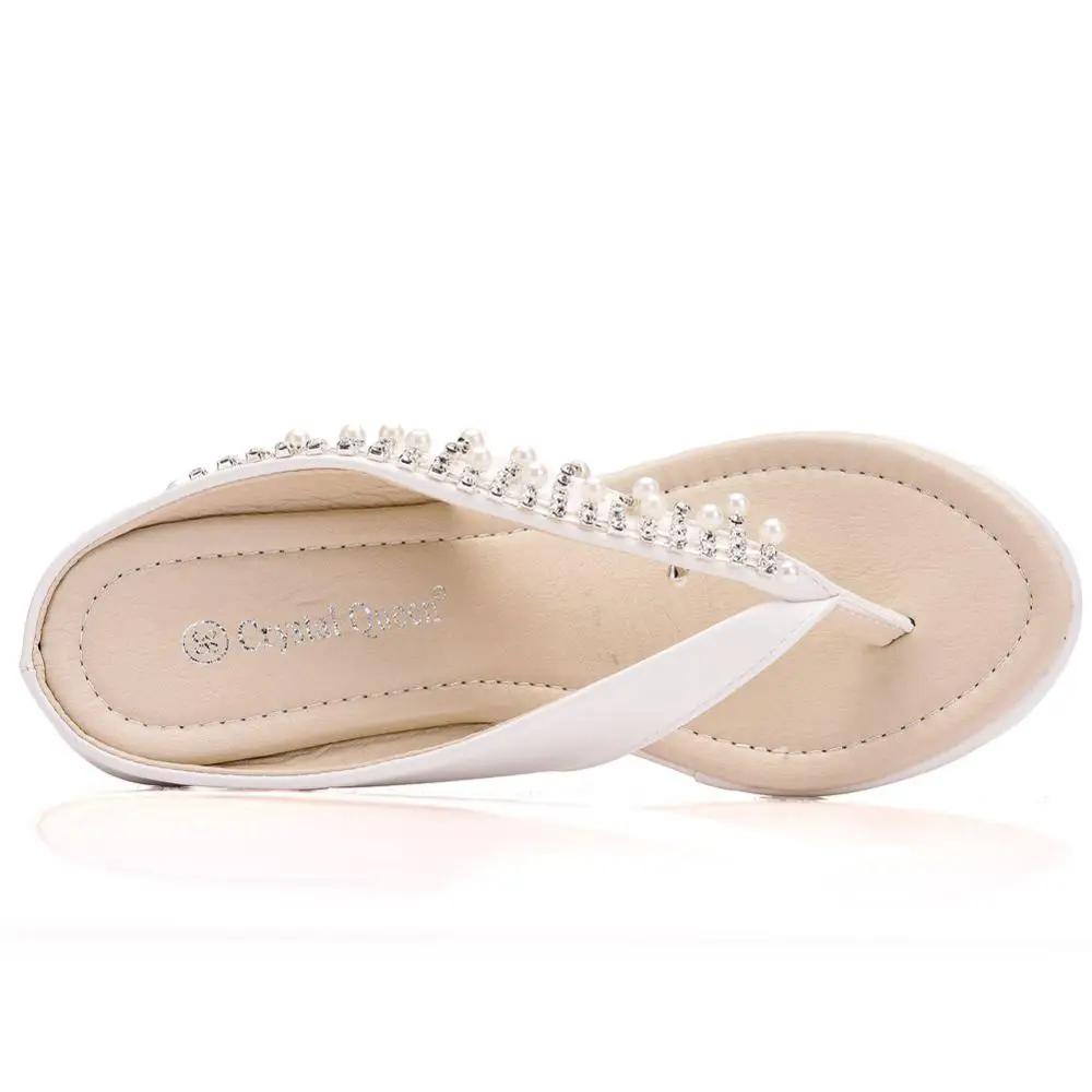 Queen Women Slippers Summer White Color Style Beaches Flip Flops Platform Sandals Open-toed Casual Shoes Big Size 34-43