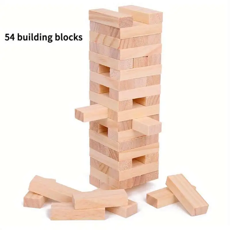 قطعة واحدة من كتل Jenga 54 الكلاسيكية، يطرق، هيكل متين |   ديكور غرفة اللعبة، مناسب للحفلات