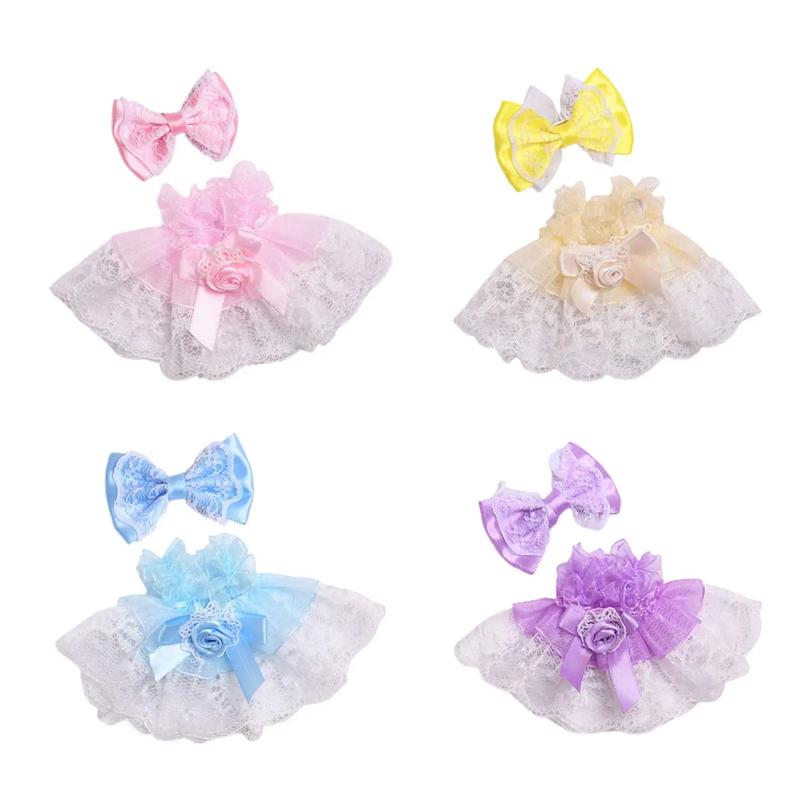 2 Pieces Mini 6 inch Doll Clothes Bow Headdress Decor Clothing Gift Doll Skirt Outifits for Pendant Doll Dolls Little Girls Kids