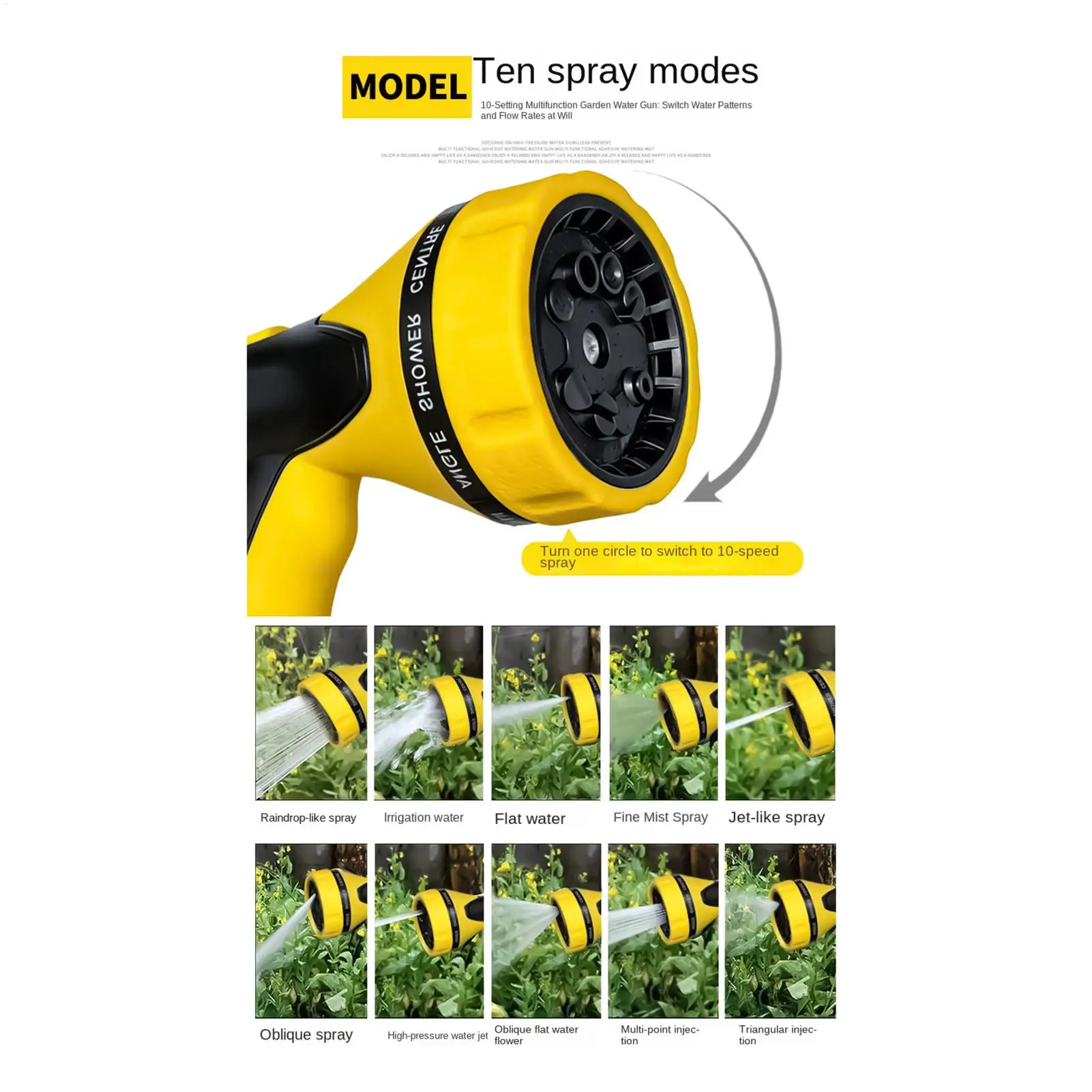 10 Pattern Multi Function Garden Hose Pipe Water Nozzle Spray Gun High Pressure Water Gun Car Wash Garden Nozzle Hose Spray view 5